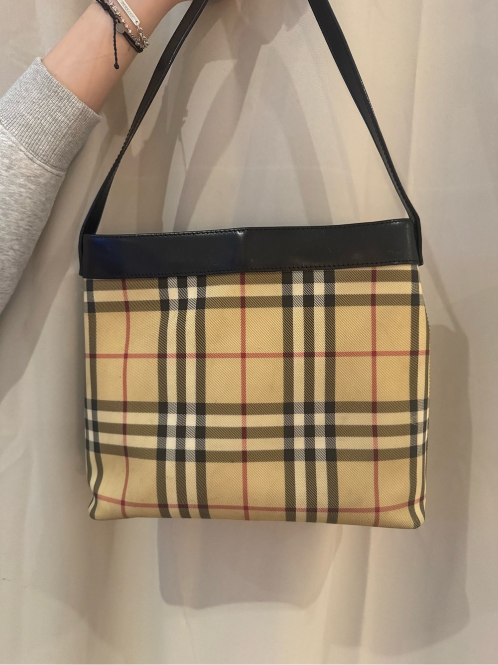 Burberry Yellow Check Shoulder Bag with Black Trim